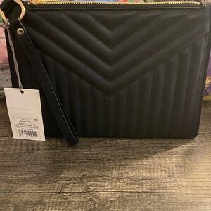 Elegant Black Quilted Women's Wristlet - NWT